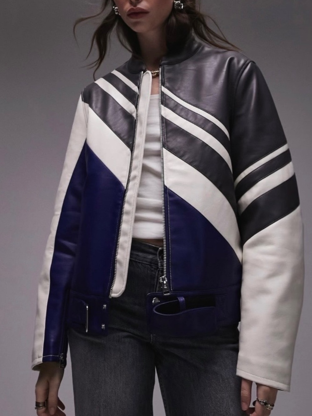 Topshop Motocross Faux Leather Jacket